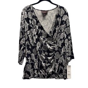 Dana Buchman Black and White Paisley Blouse